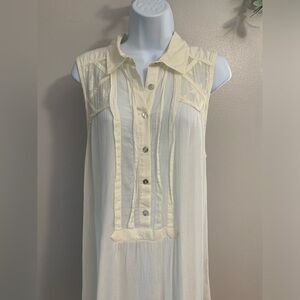 Free People Cream Lace Detail Tank
